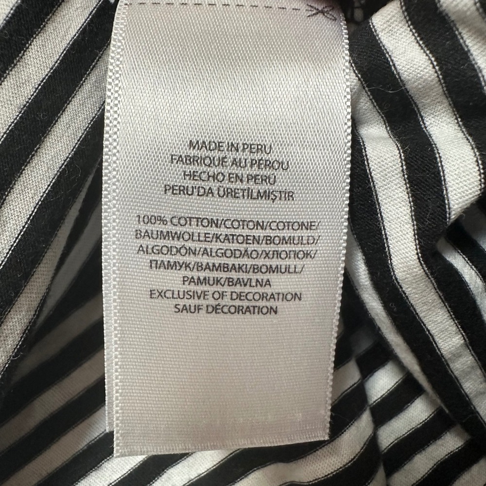 Polo Ralph Lauren Striped V-Neck T-Shirt Black White Pony Logo Womens M Preppy - Picture 4 of 6